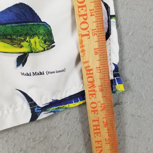 MKS Unlimited Swim Shorts Mens 38 Fish Print Board Trunks Lined Pockets Beach - Picture 12 of 16